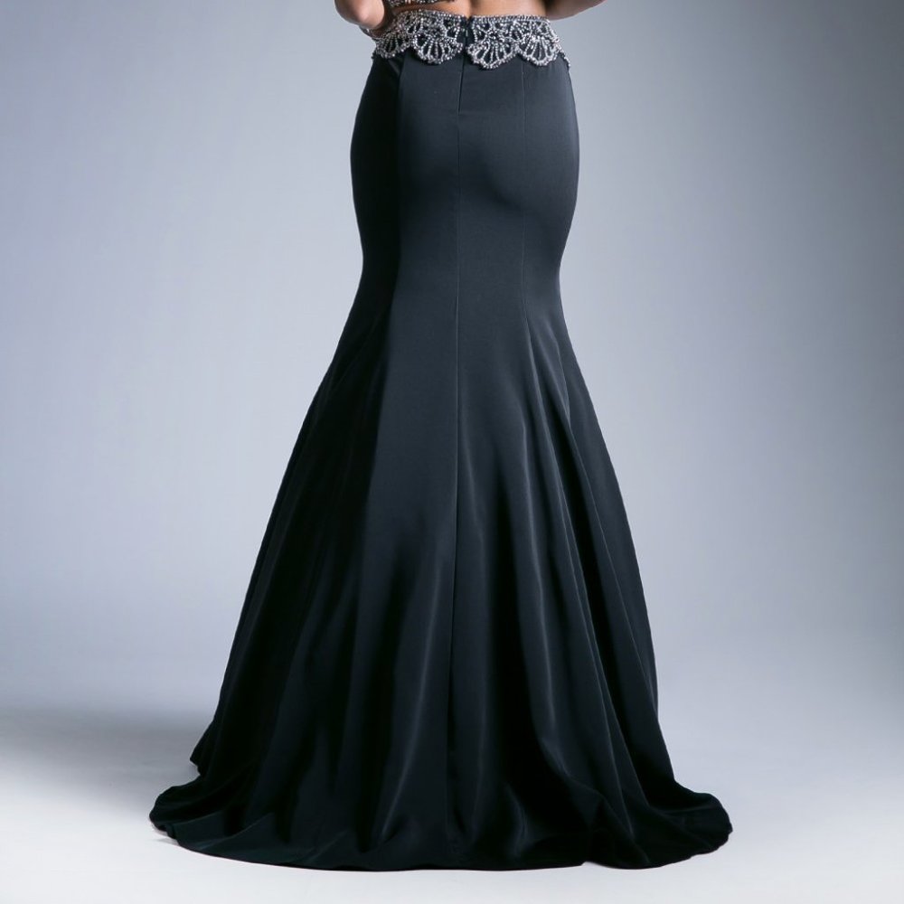 NEW LONG TWO PIECES MERMAID EMBROIDERED DRESS WITH CUTOUT ZIPPER BACK CD 11574 - Picture 8 of 8